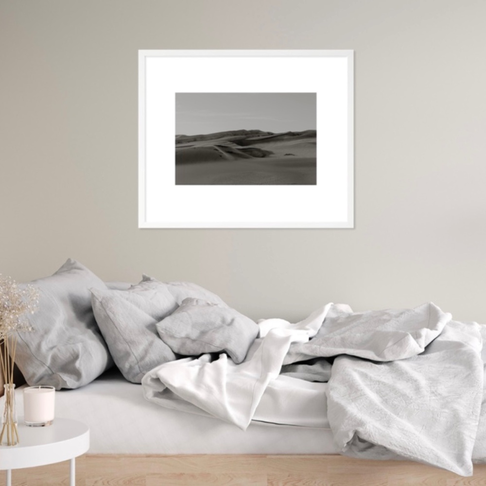 Black White Sand Dunes Photography Art Print